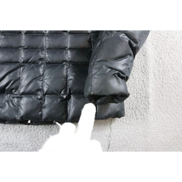 A.N.A Puffer Coat Womens Black Medium Down Jacket Lined Hooded Full Zip - Picture 9 of 9